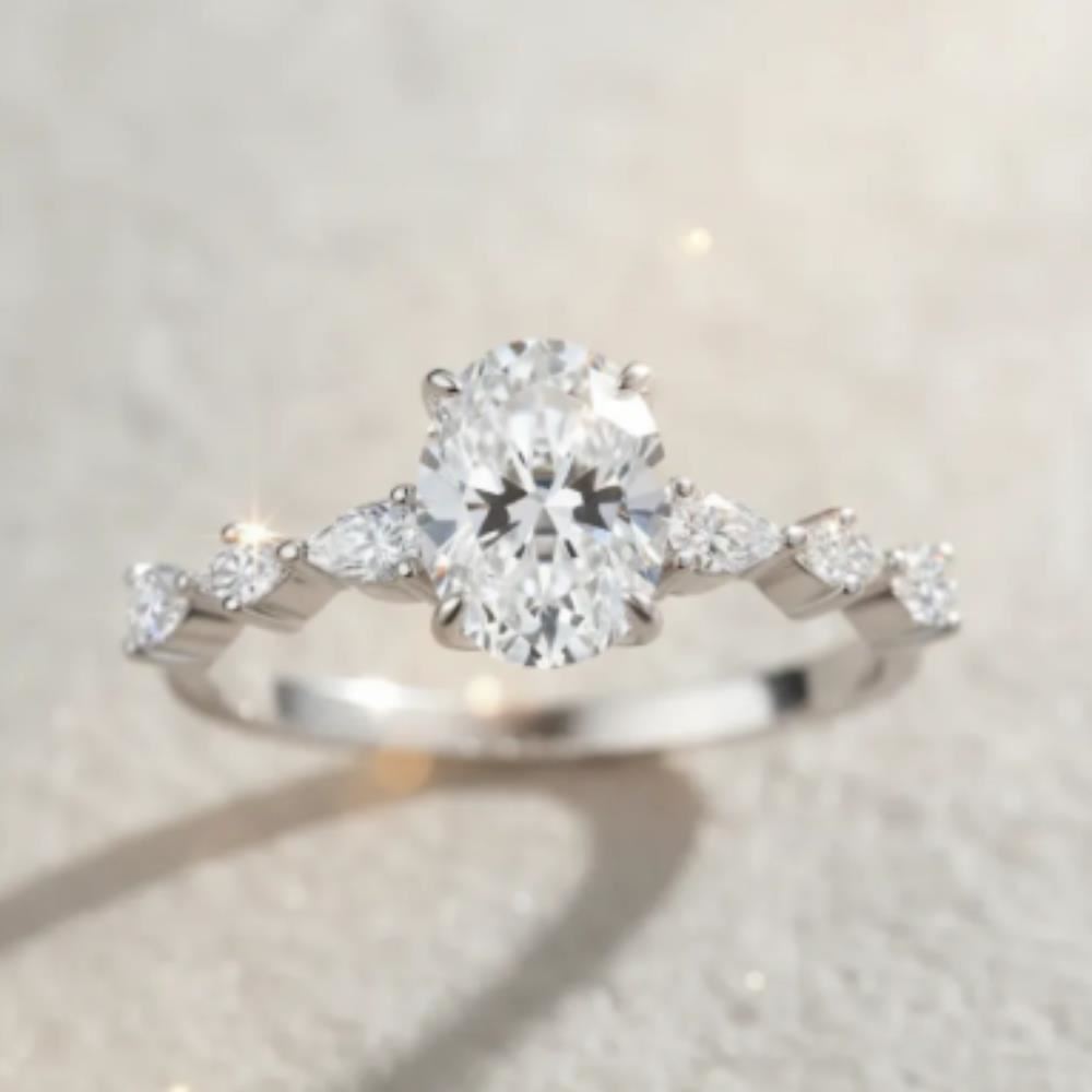 Anillo De Compromiso Afrodita 379 Plata Maciza Bañado En Oro Blanco